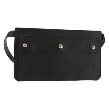 BURBERRY Waist Bag Leather Black Gold Auth bs29795