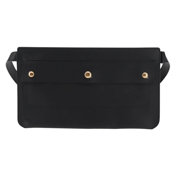 BURBERRY Waist Bag Leather Black Gold Auth bs29795