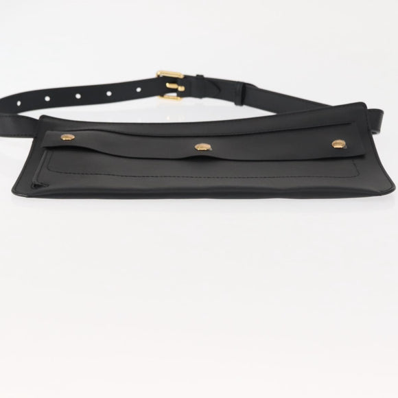 BURBERRY Waist Bag Leather Black Gold Auth bs29795