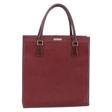 BURBERRY Tote Bag Leather Bordeaux Gold Auth bs29796
