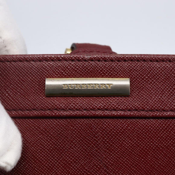 BURBERRY Tote Bag Leather Bordeaux Gold Auth bs29796