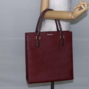 BURBERRY Tote Bag Leather Bordeaux Gold Auth bs29796-22