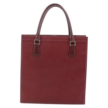 BURBERRY Tote Bag Leather Bordeaux Gold Auth bs29796 - 0