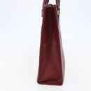 BURBERRY Tote Bag Leather Bordeaux Gold Auth bs29796-3