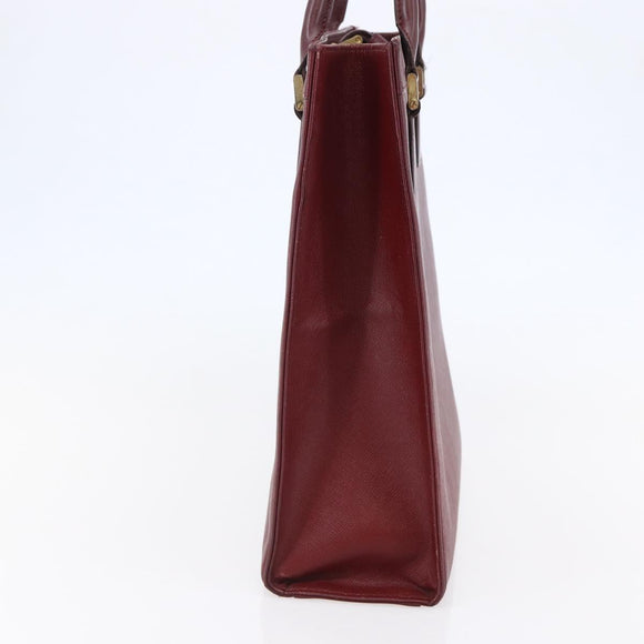 BURBERRY Tote Bag Leather Bordeaux Gold Auth bs29796