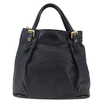Miu Miu Tote Bag Leather 2way Black Gold Auth bs29797 - 0