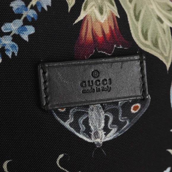 GUCCI flora Backpack Canvas Black Silver 353476 Auth bs29799