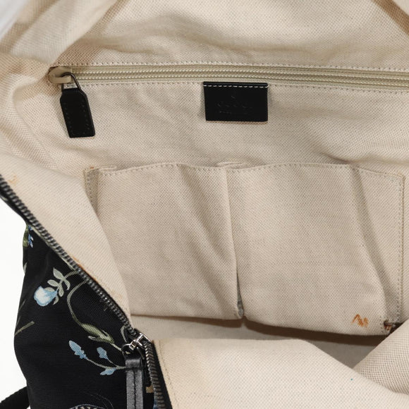 GUCCI flora Backpack Canvas Black Silver 353476 Auth bs29799
