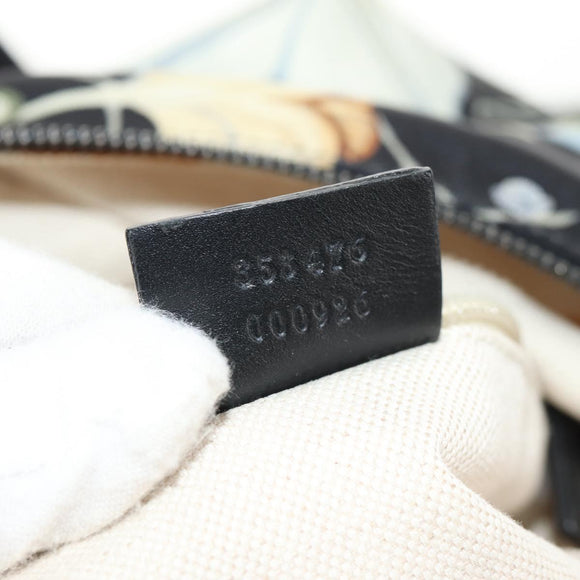 GUCCI flora Backpack Canvas Black Silver 353476 Auth bs29799