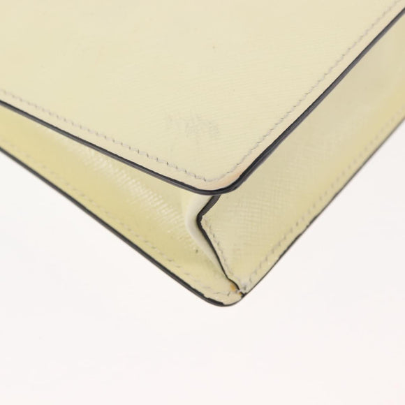 PRADA Schoudertas met kettingband Saffiano leer Wit Zilver Auth bs29803