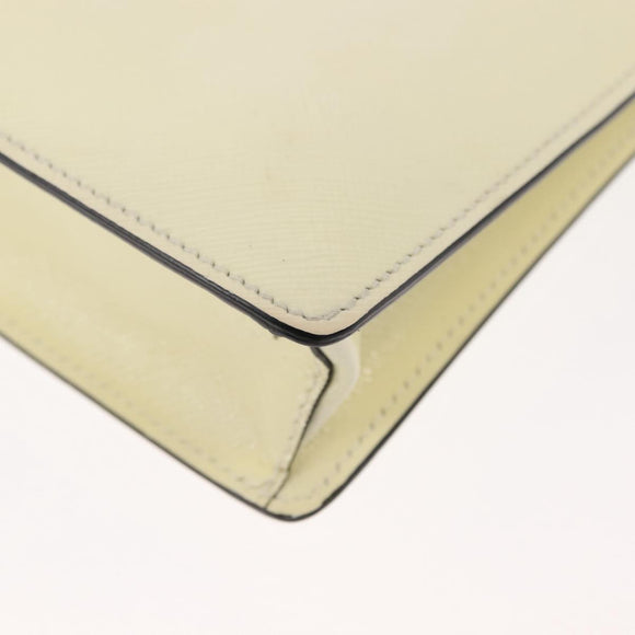 PRADA Chain Shoulder Bag Safiano leather White Silver Auth bs29803