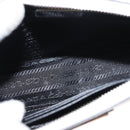PRADA Schoudertas met kettingband Saffiano leer Wit Zilver Auth bs29803-11