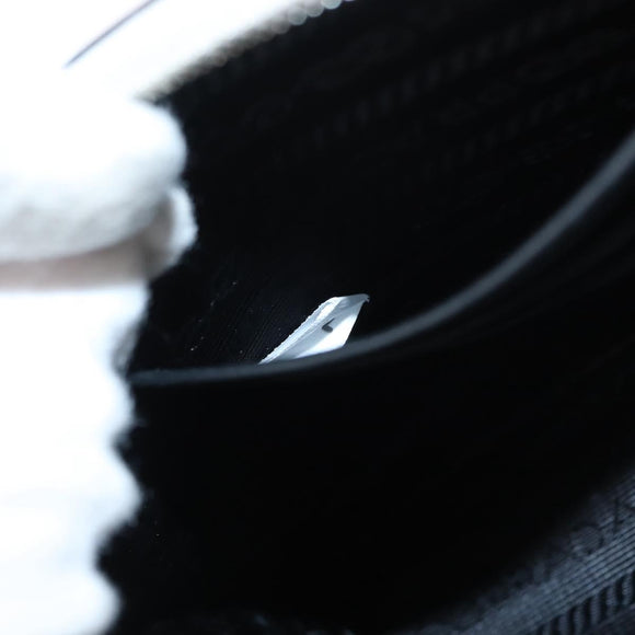 PRADA Chain Shoulder Bag Safiano leather White Silver Auth bs29803