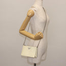 PRADA Schoudertas met kettingband Saffiano leer Wit Zilver Auth bs29803-22