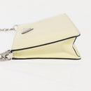 PRADA Schoudertas met kettingband Saffiano leer Wit Zilver Auth bs29803-4