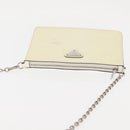 PRADA Chain Shoulder Bag Safiano leather White Silver Auth bs29803-6