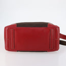 PRADA Boston Bag Canvas Leather Brown Red Silver Auth bs29804-5