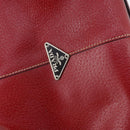 PRADA Boston Bag Canvas Leather Brown Red Silver Auth bs29804-19