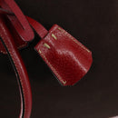 PRADA Boston Bag Canvas Leather Brown Red Silver Auth bs29804-20