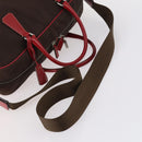 PRADA Boston Bag Canvas Leather Brown Red Silver Auth bs29804-7
