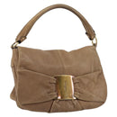 Salvatore Ferragamo Vala Shoulder Bag Leather Brown Gold Auth bs29808-1