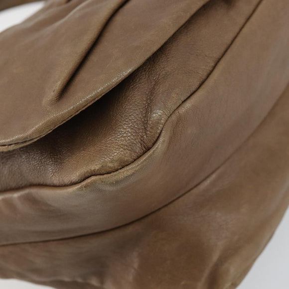 Salvatore Ferragamo Vala Shoulder Bag Leather Brown Gold Auth bs29808