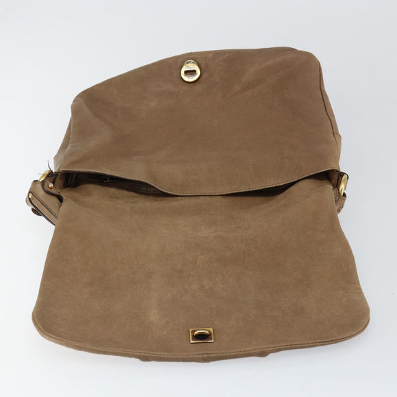 Salvatore Ferragamo Vala Shoulder Bag Leather Brown Gold Auth bs29808