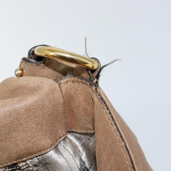 Salvatore Ferragamo Vala Shoulder Bag Leather Brown Gold Auth bs29808