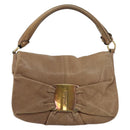 Salvatore Ferragamo Vala Shoulder Bag Leather Brown Gold Auth bs29808-13