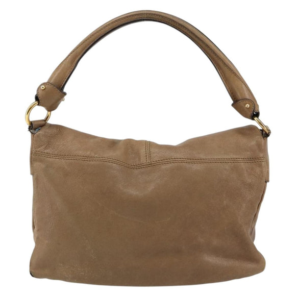 Salvatore Ferragamo Vala Shoulder Bag Leather Brown Gold Auth bs29808