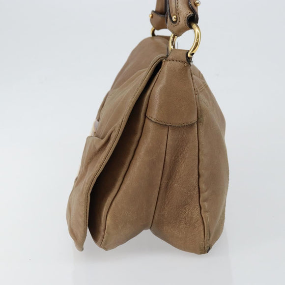 Salvatore Ferragamo Vala Shoulder Bag Leather Brown Gold Auth bs29808