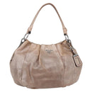 PRADA Shoulder Bag Leather Beige Silver Auth bs29809-1