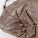 PRADA Shoulder Bag Leather Beige Silver Auth bs29809-14