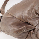 PRADA Shoulder Bag Leather Beige Silver Auth bs29809-16