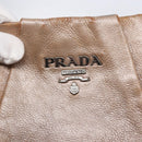 PRADA Shoulder Bag Leather Beige Silver Auth bs29809-18