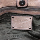 PRADA Shoulder Bag Leather Beige Silver Auth bs29809-19