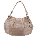 PRADA Shoulder Bag Leather Beige Silver Auth bs29809-13