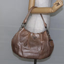 PRADA Shoulder Bag Leather Beige Silver Auth bs29809-24