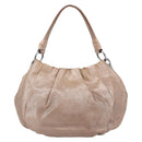 PRADA Shoulder Bag Leather Beige Silver Auth bs29809-2