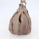 PRADA Shoulder Bag Leather Beige Silver Auth bs29809-3