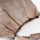 PRADA Shoulder Bag Leather Beige Silver Auth bs29809-6