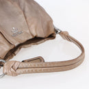 PRADA Shoulder Bag Leather Beige Silver Auth bs29809-7