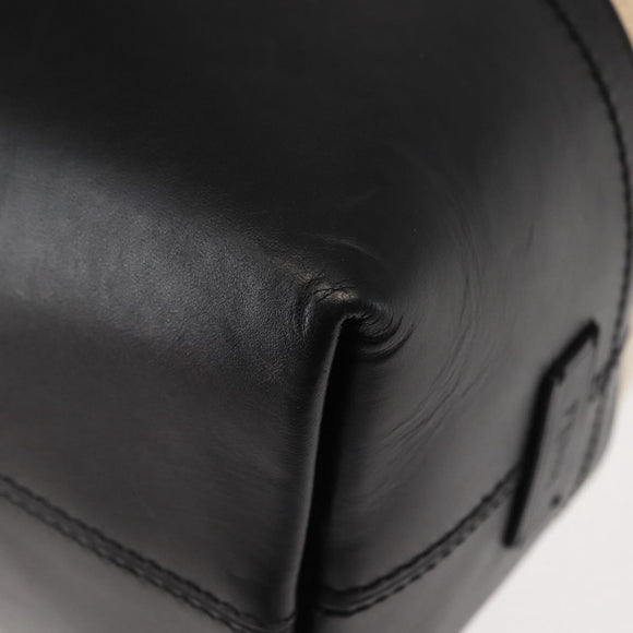 FENDI Pecan Canvas Tote Bag Canvas Leather Beige Black gold Auth bs29810