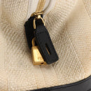 FENDI Pecan Canvas Tote Bag Canvas Leather Beige Black gold Auth bs29810-19