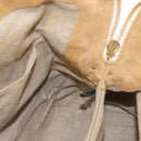 FENDI Pecan Canvas Tote Bag Canvas Leather Beige Black gold Auth bs29810-21