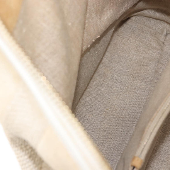 FENDI Pecan Canvas Tote Bag Canvas Leather Beige Black gold Auth bs29810