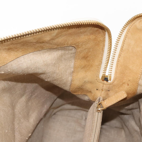 FENDI Pecan Canvas Tote Bag Canvas Leer Beige Zwart goud Auth bs29810