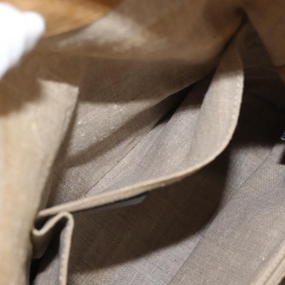 FENDI Pecan Canvas Tote Bag Canvas Leer Beige Zwart goud Auth bs29810