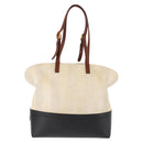 FENDI Pecan Canvas Tote Bag Canvas Leer Beige Zwart goud Auth bs29810-2