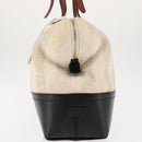 FENDI Pecan Canvas Tote Bag Canvas Leather Beige Black gold Auth bs29810-3
